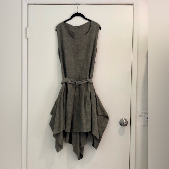 Vintage Issey Miyake Dress Pleated Avant Garde Backless Gray Cotton Hemp M - Picture 7 of 11